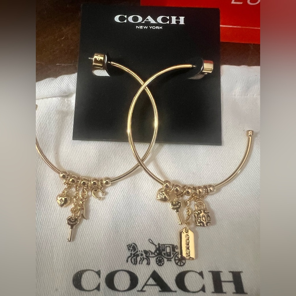 Coach Iconic Charm Hoop Earrings (NWT) - Picture 2 of 6